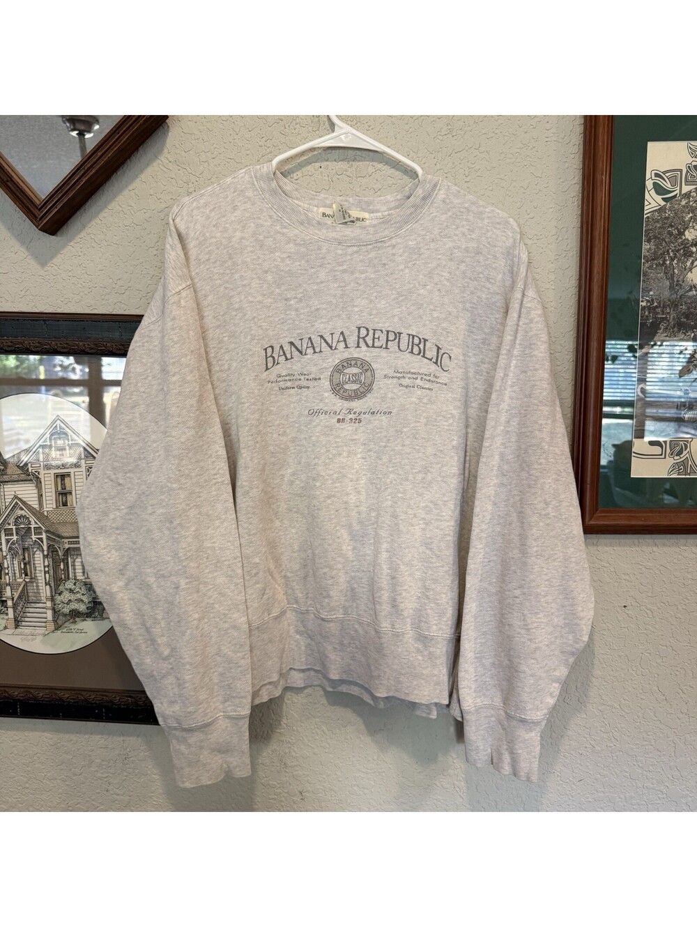 Vintage 90s RARE Classic Banana Republic Grey Designer Sweatshirt Size Medium